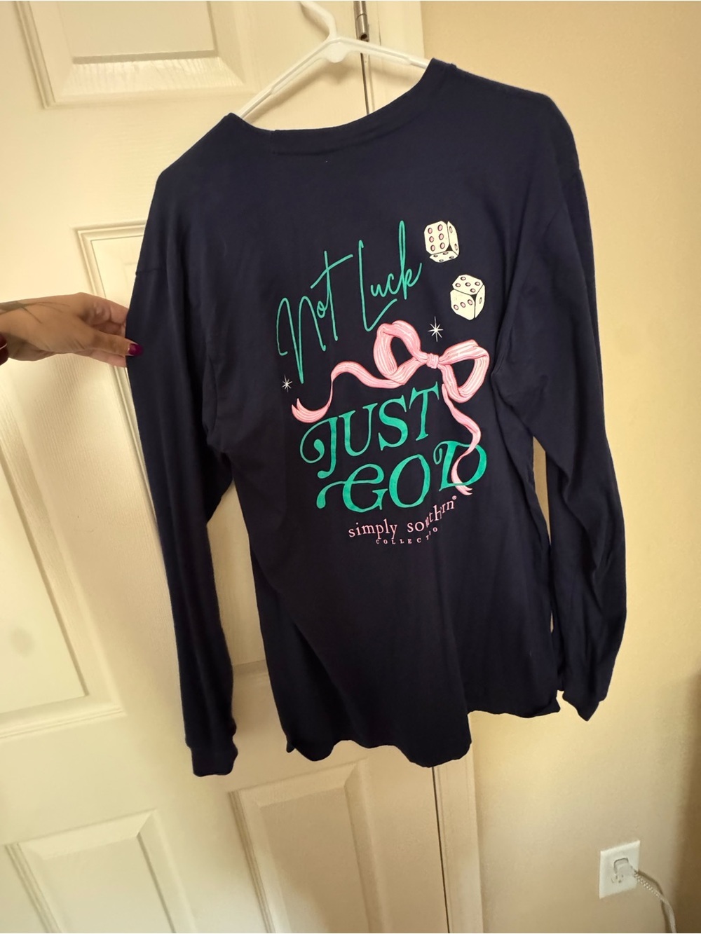Simply Southern Navy Tee with Pink Accent - Picture 3 of 4